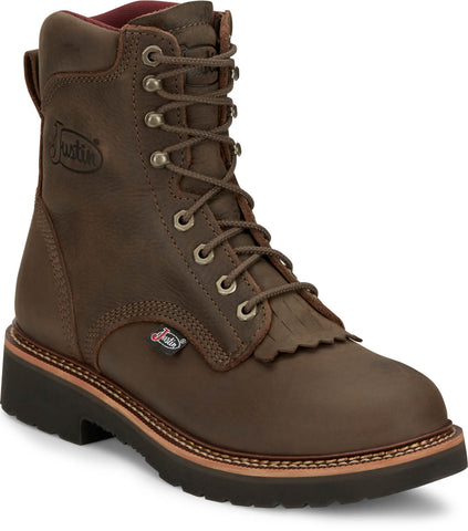 Justin Mens Rivot 8in Hickory Leather Work Boots