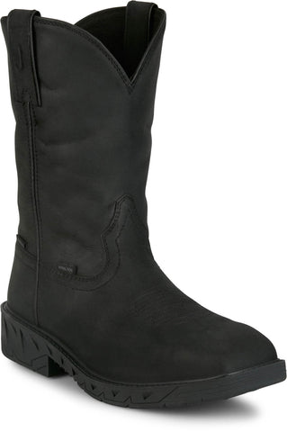 Justin Mens Drifter 11in WP Steel Toe Black Water Buffalo Work Boots