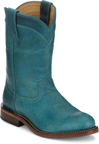 Justin Womens Holland Turquoise Leather Cowboy Boots
