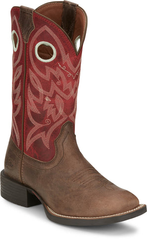 Justin Womens Liberty 11in Western River Stone Leather Cowboy Boots