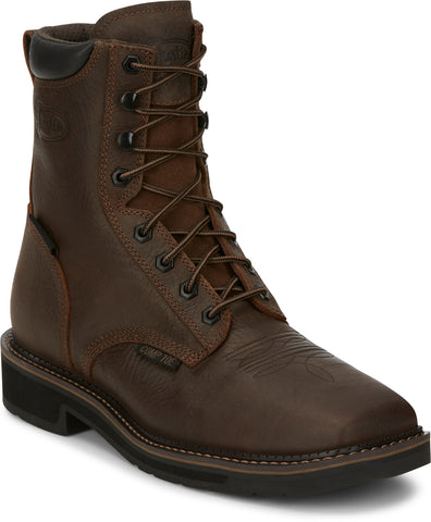 Justin 8in WP CT Mens Rustic Driller Leather Work Boots