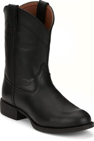 Justin Mens Kilgore Stampede Roper Jet Leather Cowboy Boots