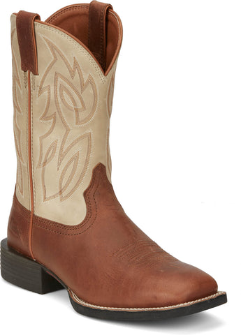 Justin Mens Canter 11in Western Whiskey Water Buffalo Cowboy Boots