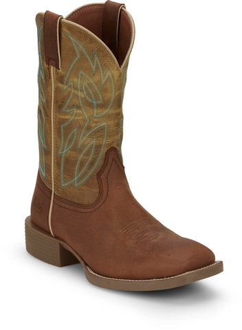 Justin Mens Canter 11in Western Brandy Water Buffalo Cowboy Boots