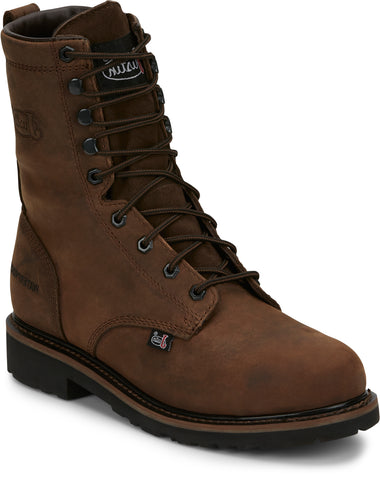 Justin 8in WP ST Mens Brown Drywall Leather Work Boots