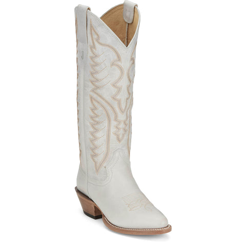 Justin Womens Evelyn Vintage Ivory Leather Cowboy Boots