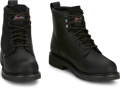 Justin Mens Dayworker 6in WP Steel Toe Onyx Leather Work Boots