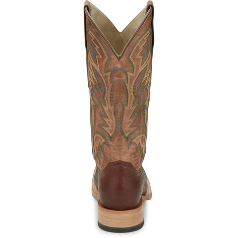 Justin Mens Three Bars AQHA Brandy Smooth Ostrich Cowboy Boots