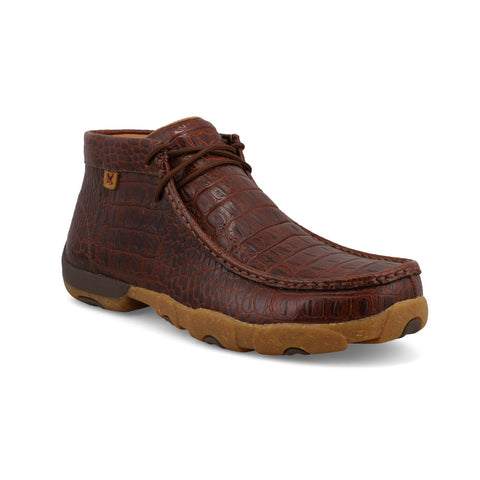 Twisted X Mens Driving Moc Caiman Ginger Leather Chukka Boots