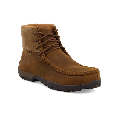 Twisted X Mens 6in Driving Moc Distressed Saddle Leather Work Boots