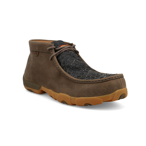 Twisted X Mens Chukka Driving Moc CT Black/Shitake Fish Work Boots