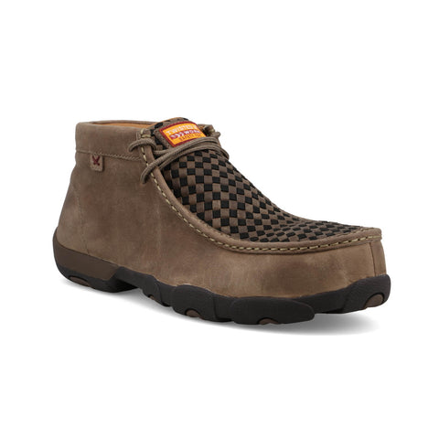 Twisted X Mens Chukka Woven Driving Moc CT Taupe/Black Leather Work Boots
