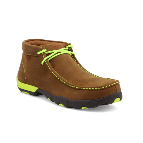 Twisted X Mens Chukka Driving Moc Steel Toe Saddle/Yellow Leather Work Boots