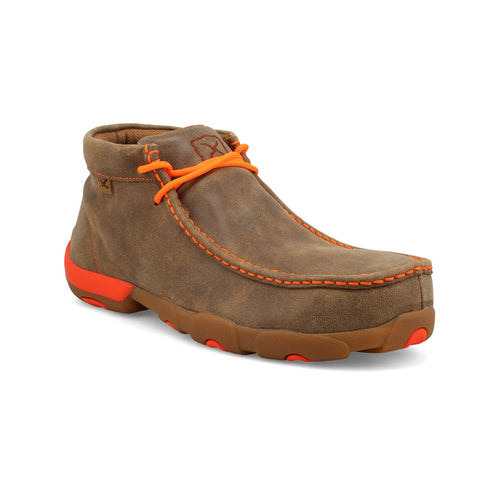 Twisted X Mens Chukka Driving Moc Steel Toe Bomber/Orange Leather Work Boots