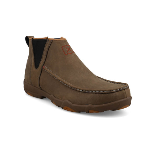Twisted X Mens 4in UltraLite X Driving Moc Shitake Leather Chelsea Boots
