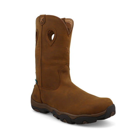 Twisted X Mens 11in Pull On Hiker Distressed Saddle Leather Work Boots