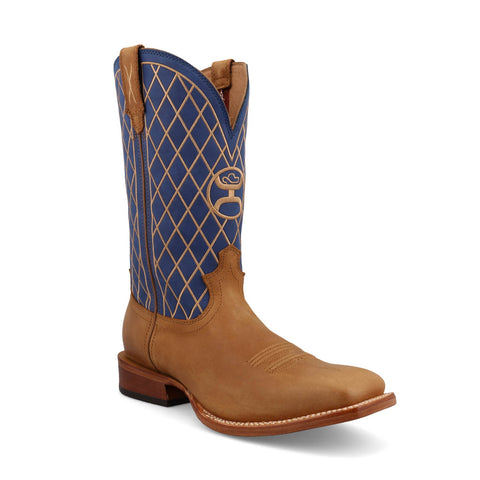 Twisted X Mens 12in Hooey Inca Gold/Twilight Blue Leather Cowboy Boots