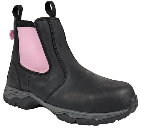 Moxie Trades Womens Angel Comp Toe Chelsea Black Leather Work Boots