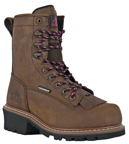 Moxie Trades Womens Mareen 8in Kiltie CT PR WP Brown Leather Work Boots
