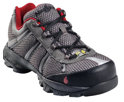 Nautilus Mens Steel Toe ESD Athletic M Grey/Red Action Leather Shoes