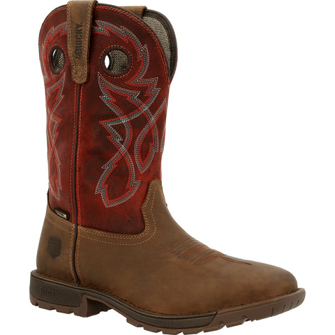 Rocky Mens Tan/Red Leather Legacy 32 ST WP Work Boots