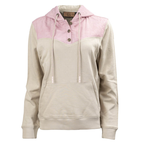 STS Ranchwear Womens Whit Pink/Oatmeal 100% Cotton Hoodie