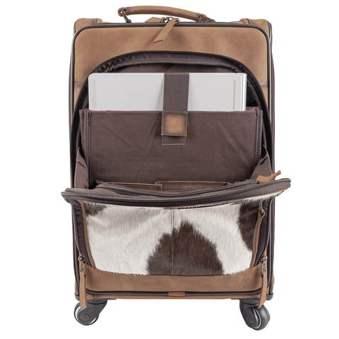 STS Ranchwear Unisex Cowhide Rolling Bag Brown 100% Polyester Carry-On Bag