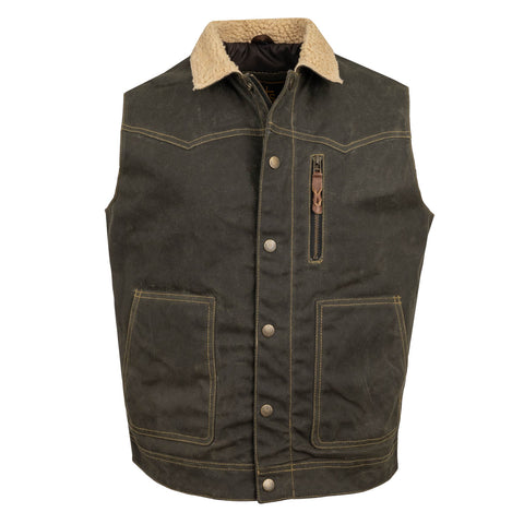 STS Ranchwear Mens Owen Waxed Canvas Olive 100% Cotton Cotton Vest