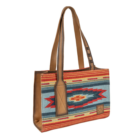 STS Ranchwear Womens Chaynee Valley Serape Ruby Multi-Color Leather Handbag Bag