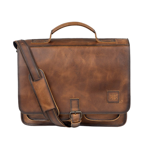 STS Ranchwear Mens Tucson Portfolio Rich Tan Leather Messenger Bag