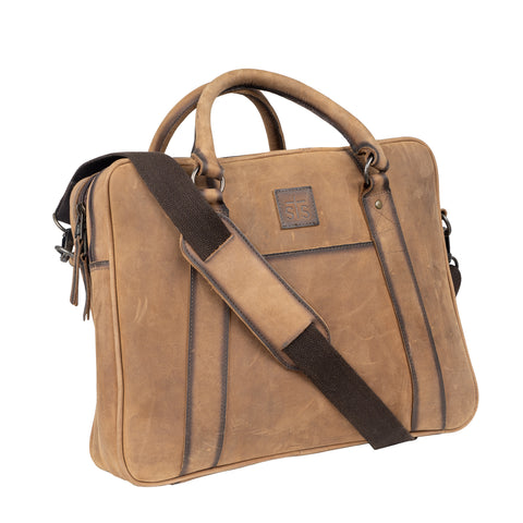 STS Ranchwear Mens Foreman Veg-Tan Leather Briefcase Bag