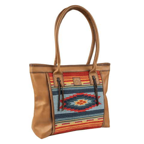 STS Ranchwear Womens Chaynee Valley Serape Large Multi-Color Leather Tote Bag