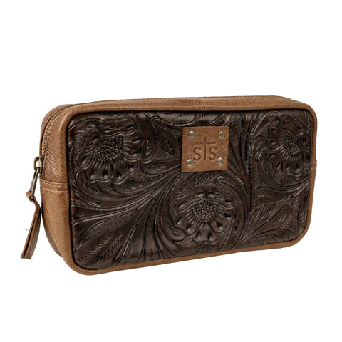 STS Ranchwear Womens Boho Cowgirl Bebe Brown/Tan Leather Cosmetic Case