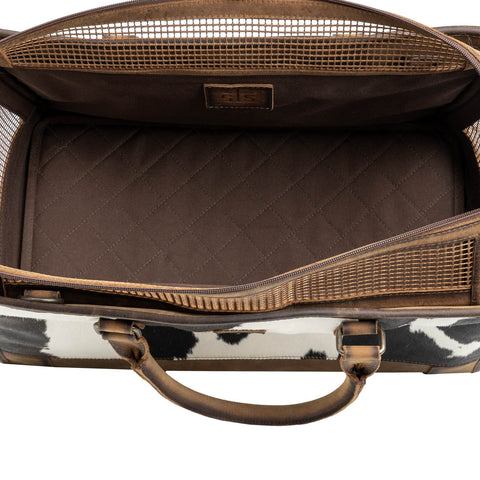 STS Ranchwear Unisex Cowhide Pet Carrier Brown Leather/Canvas Carry-On Bag