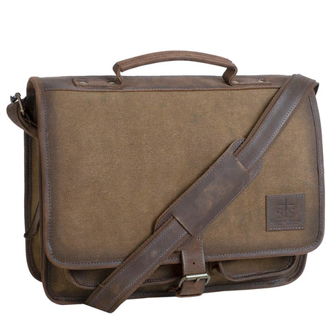 STS Ranchwear Unisex Trailblazer Brown Canvas/Leather Messenger Bag