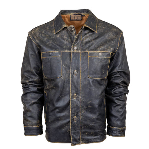 STS Ranchwear Mens Jesse James Antique Black Leather Jacket
