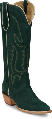 Tony Lama Womens Liz 15in Western Emerald Suede Cowboy Boots