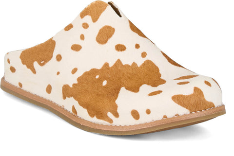 Tony Lama Womens Atrani White/Brown Hair-On Cowhide Clogs Shoes