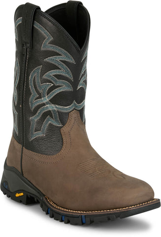 Tony Lama Mens Roustabout 11in Waterproof Grey/Black Leather Work Boots