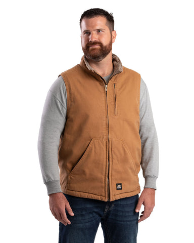 Berne Mens Brown Duck 100% Cotton Canyon Sherpa Lined Vest