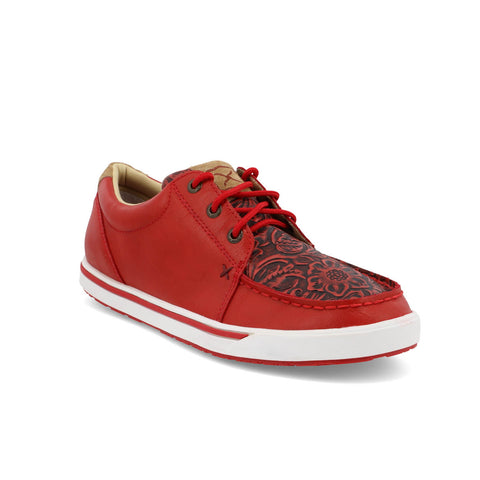 Twisted X Womens Kicks Tooled Cherry Red/Red Leather Sneakers Shoes