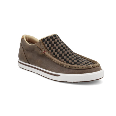 Twisted X Womens Kicks Woven Taupe Grey/Black Leather Slip-On Shoes