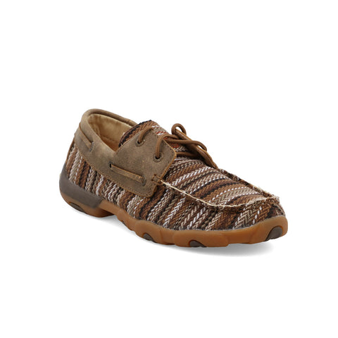 Twisted X Womens Driving Moc Multi/Bomber Leather Boat Shoes