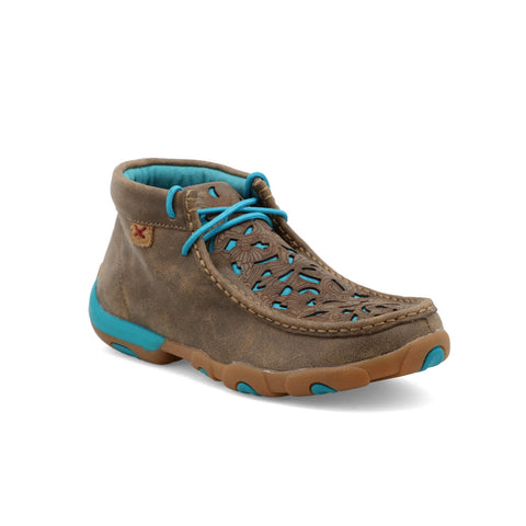Twisted X Womens Driving Moc Bomber/Turquoise Leather Chukka Boots