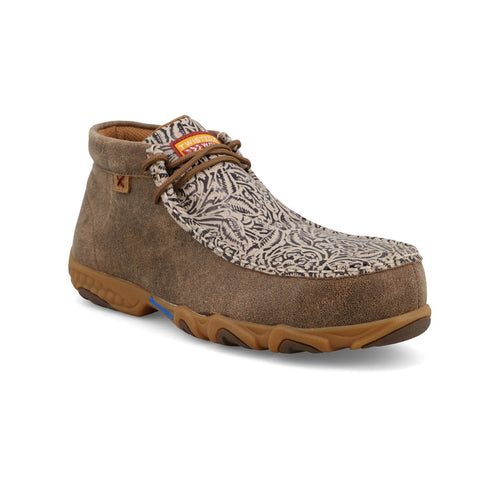 Twisted X Womens Chukka Driving Moc CT Bomber/Nude Leather Tooled Work Boots