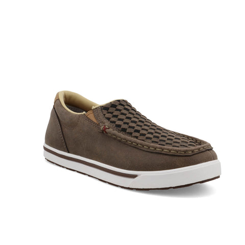 Twisted X Kids Unisex Kicks Taupe Grey/Black Leather Woven Slip-On Shoes
