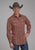 Roper Mens 2110 Plaid Wagon Wheel Wine/Rust Cotton Blend L/S Shirt
