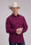 Roper Mens Yoke Embroidery Broadcloth Wine Cotton Blend L/S Shirt