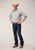 Roper Mens 1626 Mini Floral White/Blue Cotton Blend L/S Shirt