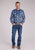 Roper Mens 2482 Fancy Floral Carolina Blue Cotton Blend L/S Shirt